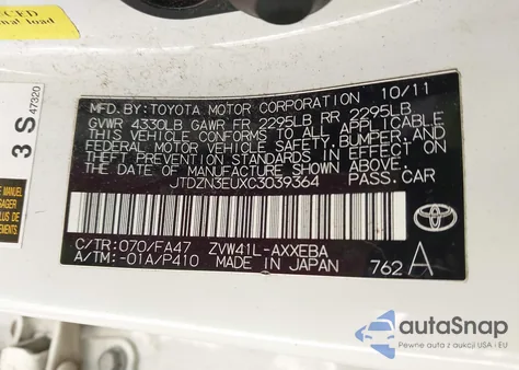 2012 Toyota Prius V Three z USA, uszkodzony, nr VIN JTDZN3EUXC3039364